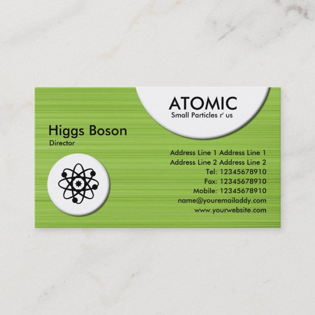 Atomic Circles - Green Brushed Texture Business Card (Front)