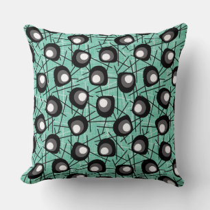 Atomic Circles   Mid-Century Modern   Aqua Throw Pillow