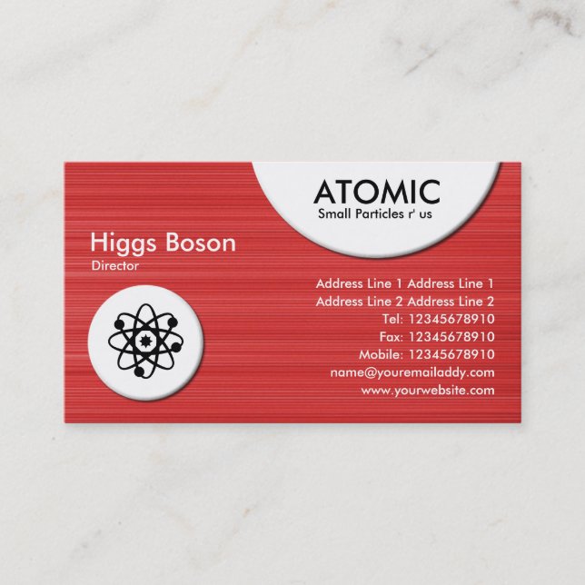Atomic Circles - Red Brushed Texture Business Card (Front)