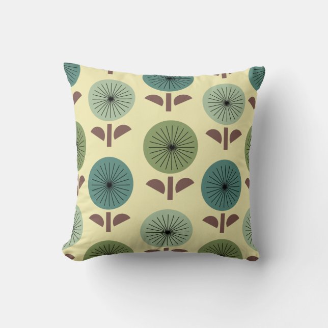 Atomic Dandelions Throw Pillow (Front)