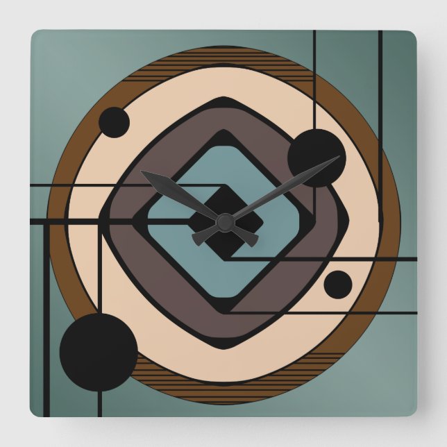 Atomic Era Abstract Art 'Coaster' Square Wall Clock (Front)