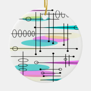 Atomic Era Abstract Colours and Design Ceramic Ornament