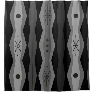 Atomic Era Abstract Columns Black Grey