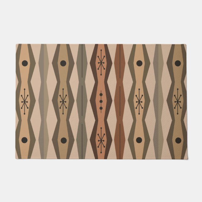 Atomic Era Abstract Columns Brown Doormat (Front)