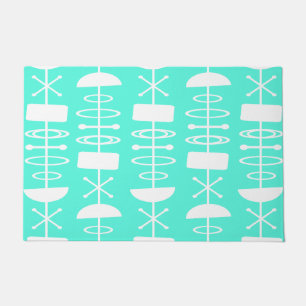 Atomic Era Abstract Symbols Mint Green Doormat