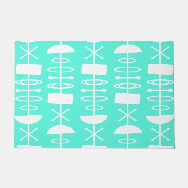 Atomic Era Abstract Symbols Mint Green Doormat (Front)