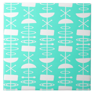 Atomic Era Abstract Symbols Mint Green Tile