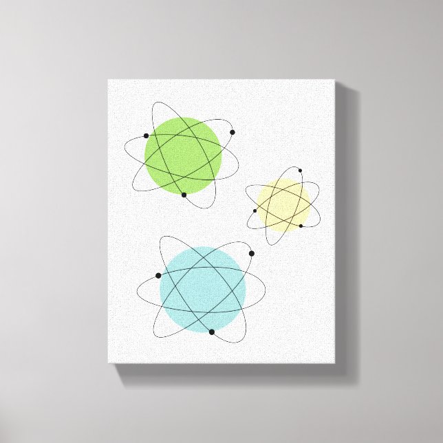 Atomic Era Blue Green Yellow Mid Century Modern Canvas Print (Front)