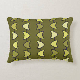 Atomic Era Boomerangs Olive Green Accent Pillow