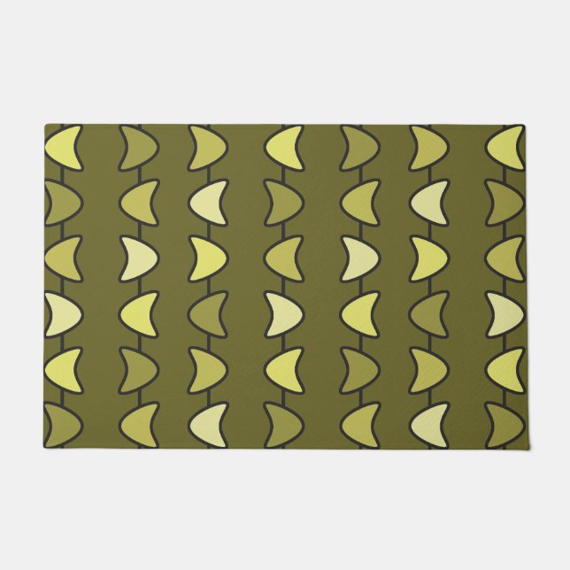 Atomic Era Boomerangs Olive Green Doormat (Front)