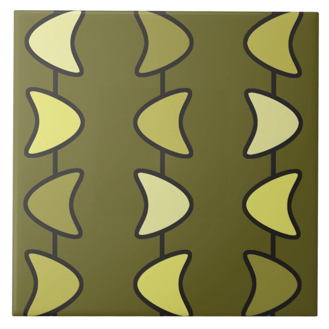 Atomic Era Boomerangs Olive Green Tile (Front)