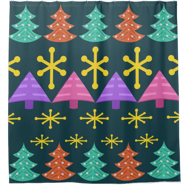 Atomic Era Christmas Trees Kitsch Dark (Front)
