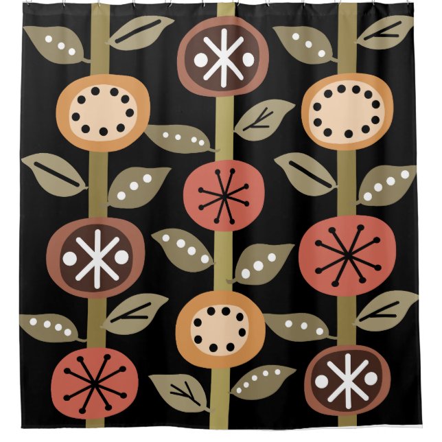 Atomic Era Flowers Art Black Colourful (Front)