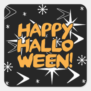 Atomic Era Happy Halloween Square Sticker