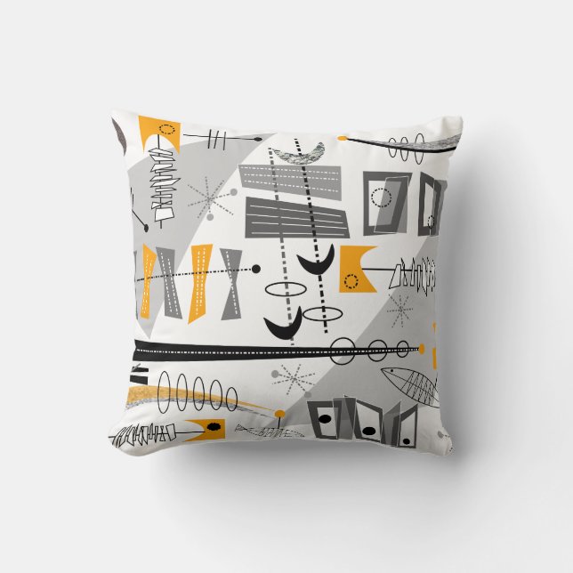 Atomic Era Inspired Abstract Throw Pillow (Front)