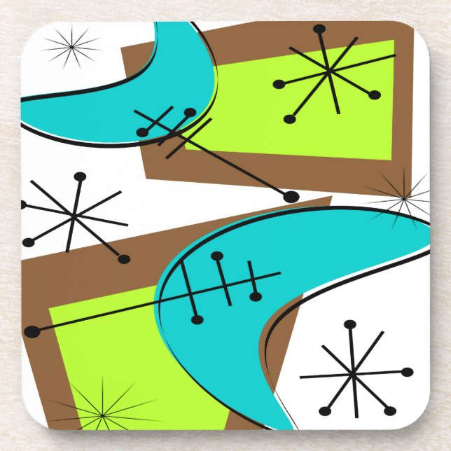 Atomic Era Inspired Boomerang Design Coaster (Front)