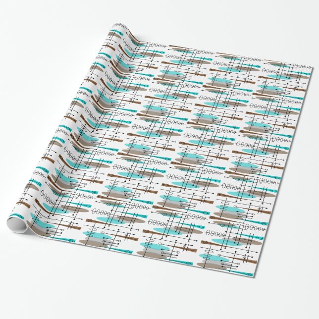 Atomic Era Mid-Century Modern Abstract Wrapping Paper (Unrolled)