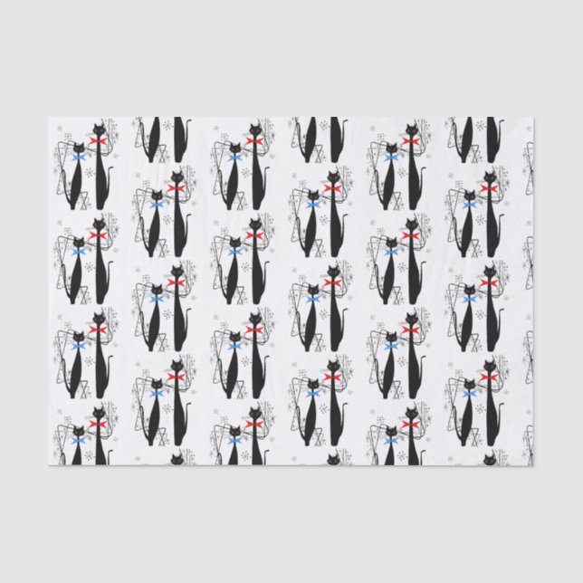 Atomic Era Mid Century Modern Cool Cat Pair Tissue Paper (Front)