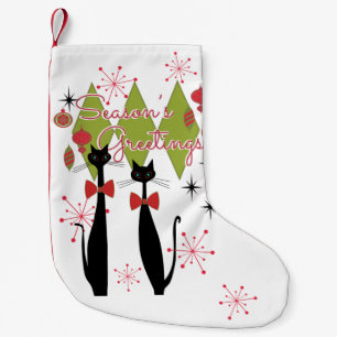 Atomic Era Mid Century Modern Cool Cat Small Christmas Stocking