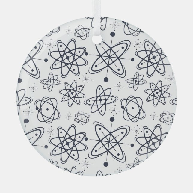 Atomic Era: Mid-Century Modern Patterns Glass Ornament (Front)