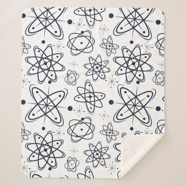 Atomic Era: Mid-Century Modern Patterns Sherpa Blanket (Front)
