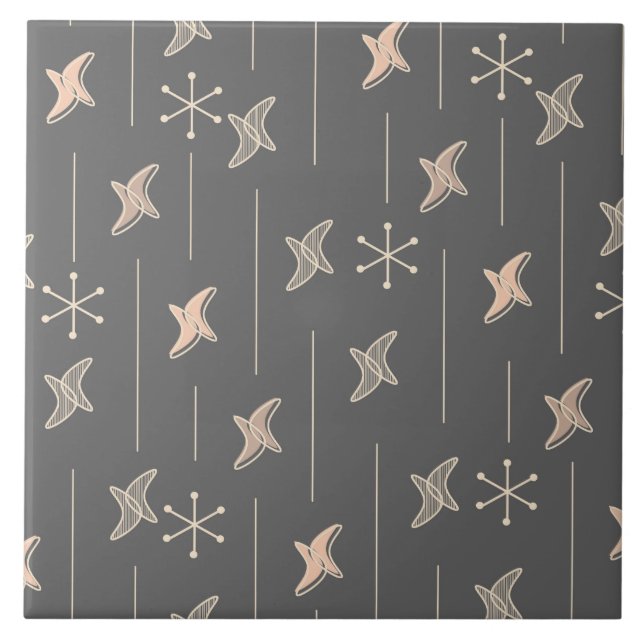 Atomic Era Moons & Stars (Charcoal) Tile (Front)
