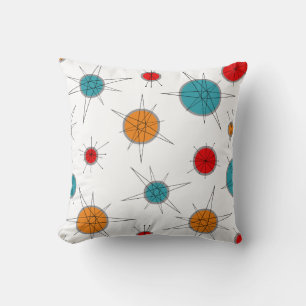 Atomic Era Retro Planets Throw Pillow