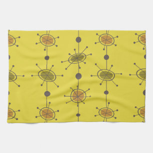 Atomic Era Satellites Chartreuse Kitchen Towel