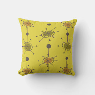 Atomic Era Satellites Chartreuse Throw Pillow