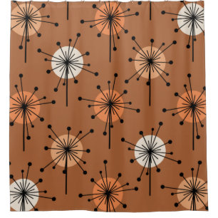 Atomic Era Sputnik Starburst Flowers Burnt Orange