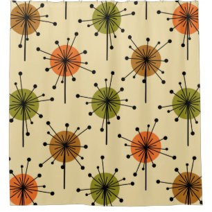 Atomic Era Sputnik Starburst Flowers Earth Tones