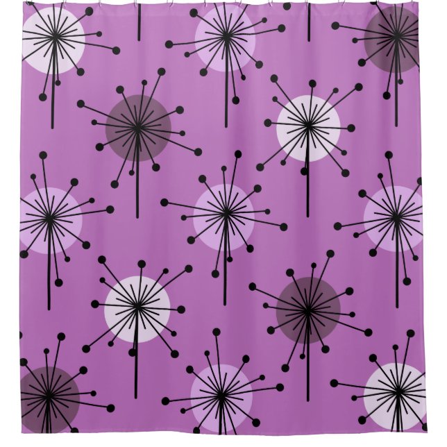 Atomic Era Sputnik Starburst Flowers Purple Lilac (Front)