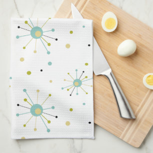 Atomic Era Starburst and Dots Mid-century Modern Kitchen Towel