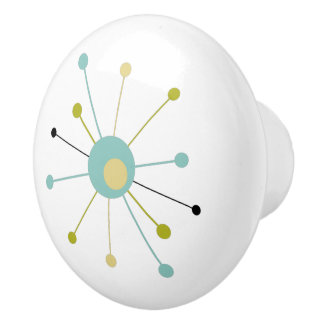 Atomic Era Starburst Mid Century Modern Ceramic Knob