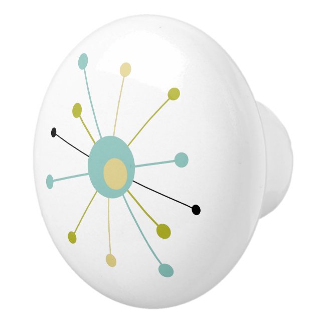 Atomic Era Starburst Mid Century Modern Ceramic Knob (Right)