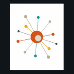 Atomic Era Starburst Mid Century Modern Poster<br><div class="desc">This colourful mid century modern poster features an atomic starburst in red, teal, orange, tan, and dark grey. So fun to add this to your walls!</div>