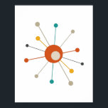 Atomic Era Starburst Mid Century Modern Poster<br><div class="desc">This colourful mid century modern poster features an atomic starburst in red,  teal,  orange,  tan,  and dark grey. So fun to add this to your walls!</div>