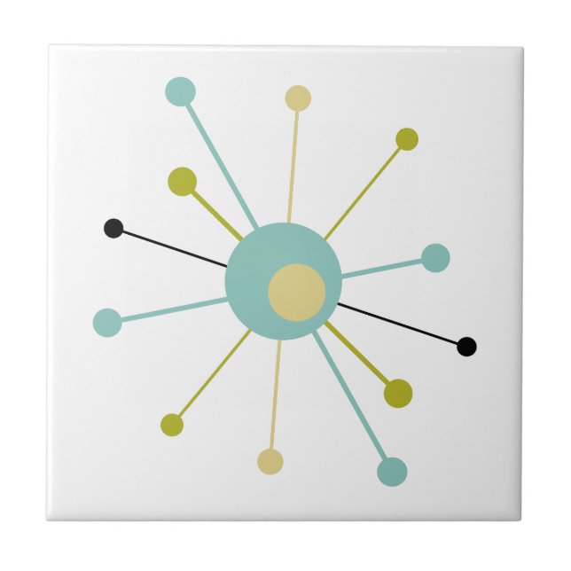 Atomic Era Starburst Mid Century Modern Tile (Front)