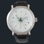 Atomic Era Starburst Mid Century Retro Watch<br><div class="desc">This colourful mid century modern watch features an atomic starburst in turquoise blue,  avocado green,  cream,  and black. So fun to add to your wrist!</div>