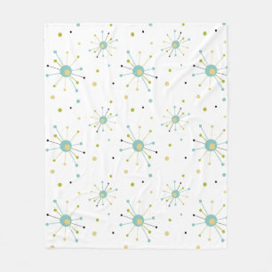 Atomic Era Starburst Pattern Mid-century Modern Fleece Blanket