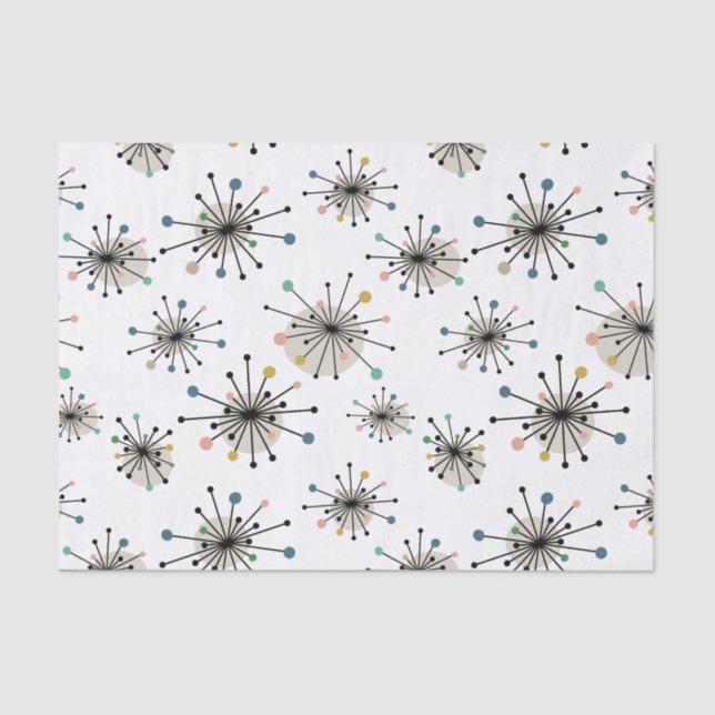 Atomic Era Starburst Retro Mid Century Modern Tissue Paper (Front)
