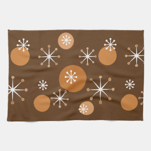 Atomic Era Starbursts Burnt Orange Kitchen Towel