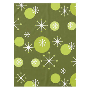 Atomic Era Starbursts Olive Green Tablecloth