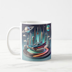 Atomic Futuristic Big Fins Coupe Car Coffee Mug