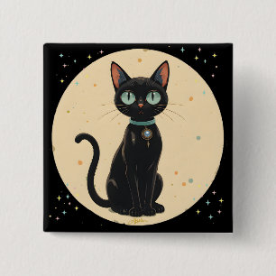 Atomic Futuristic Black Cat Moon 2 Inch Square Button
