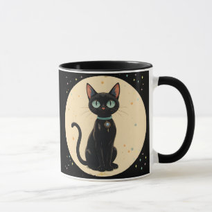 Atomic Futuristic Black Cat Moon Mug