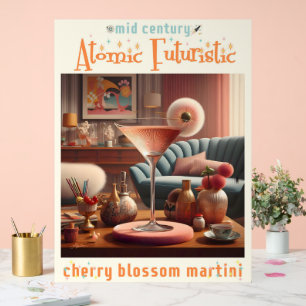 Atomic Futuristic Cherry Blossom Martini Acrylic Sign