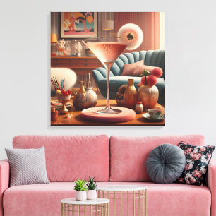 Atomic Futuristic Cherry Blossom Martini Canvas Print