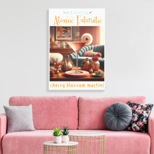 Atomic Futuristic Cherry Blossom Martini Canvas Print
