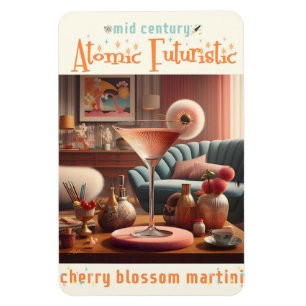 Atomic Futuristic Cherry Blossom Martini Magnet